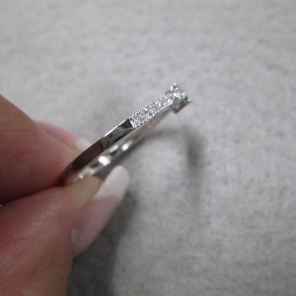Dainty Emerald Sterling Silver Ring>Birthstone, Minimalist, Promise, Engagement - Picture 7 of 7